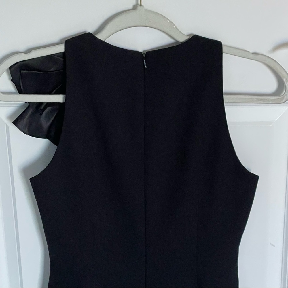 Carmen Marc Valvo Shoulder Ruffle Sheath Dress Black Size 2- 47442 - Picture 8 of 14